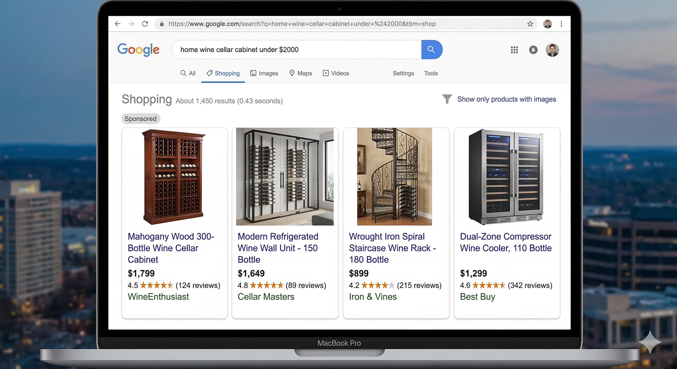 Google Shopping — home wine cellar