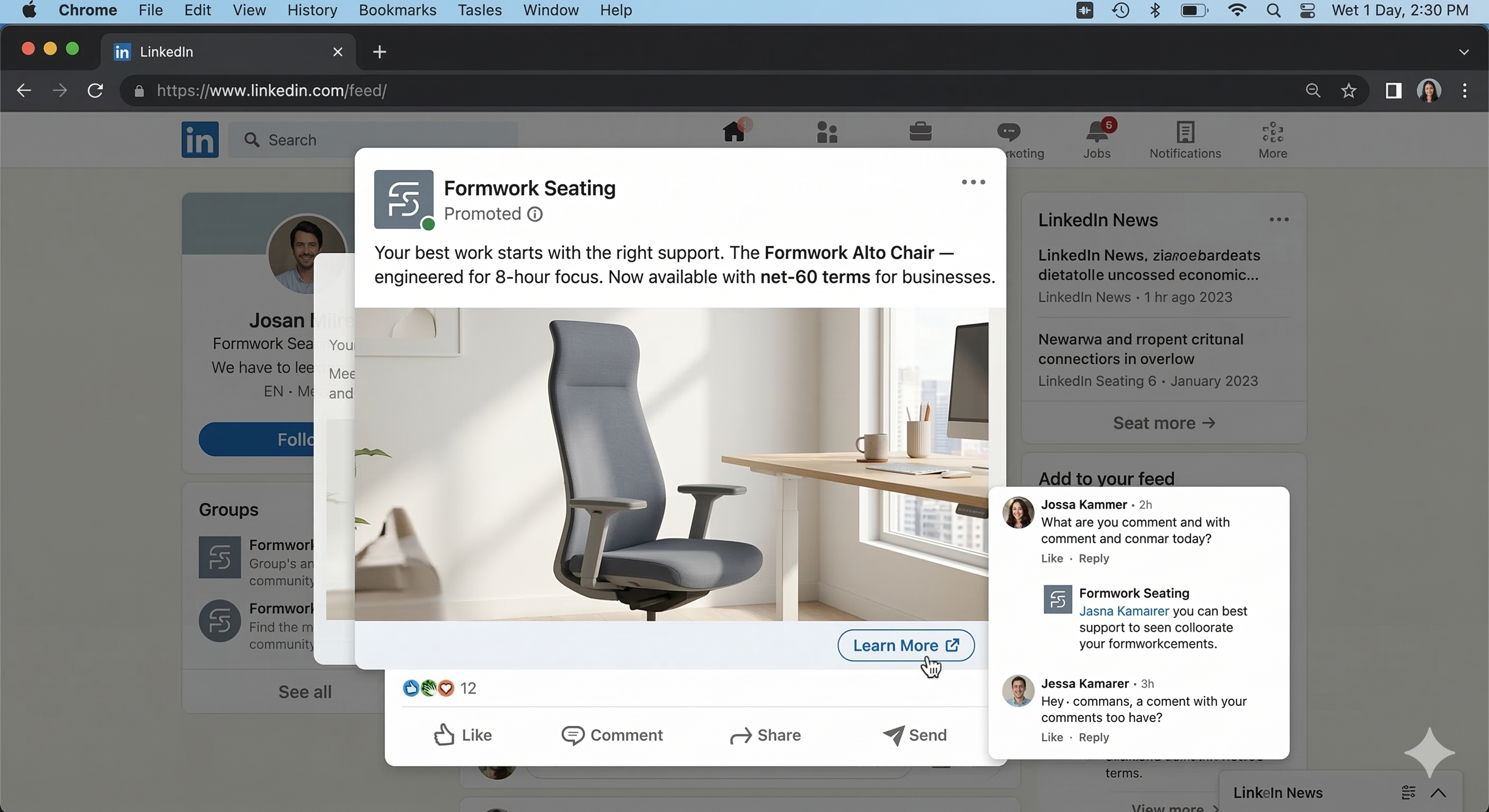 LinkedIn — ergonomic home office chairs